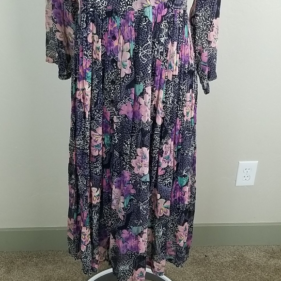 Nostalgia Floral Maxi Dress - Black and Purple - Picture 3 of 6